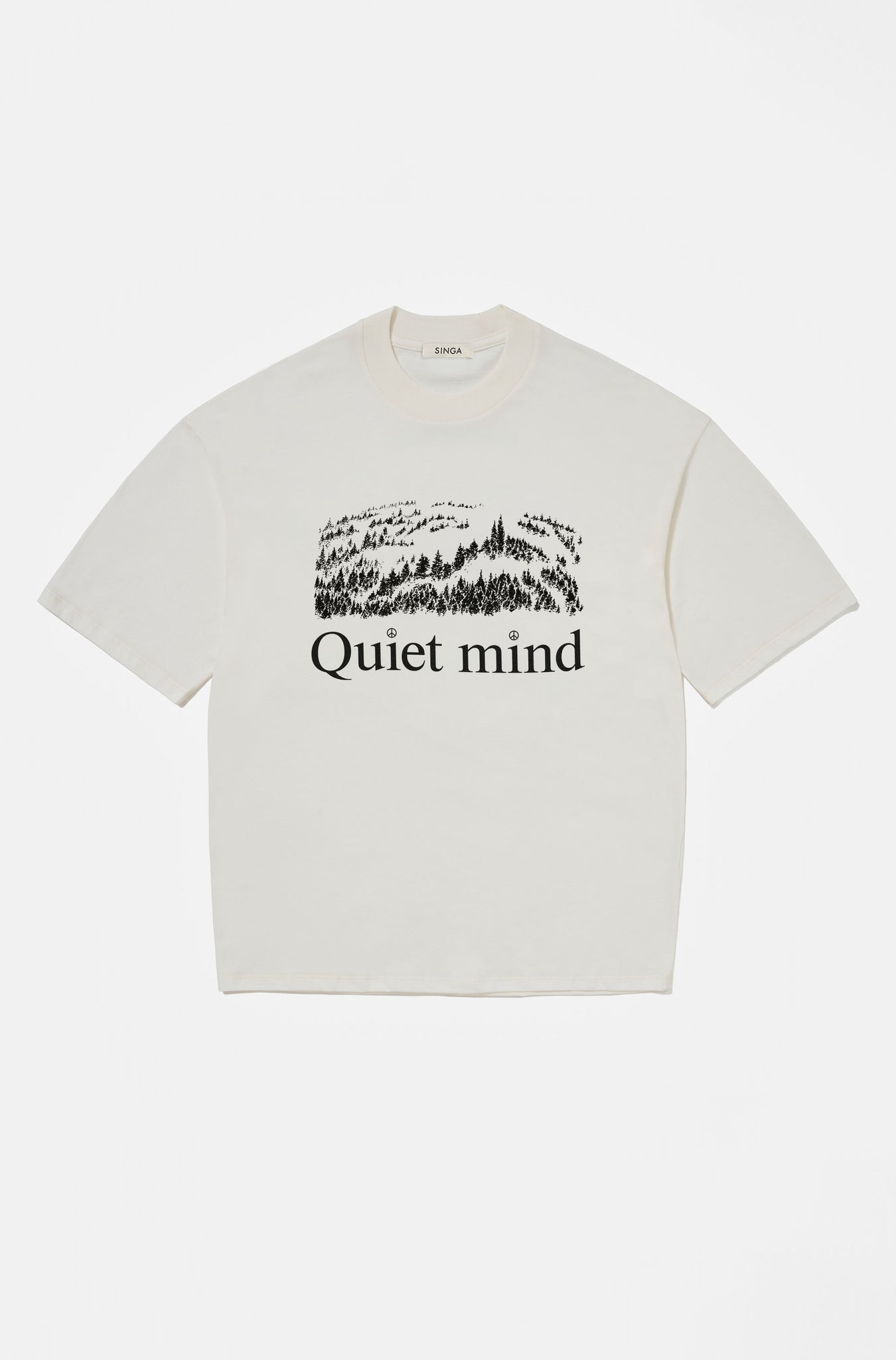 Camiseta Clássica Quiet Mind Crua/Preta