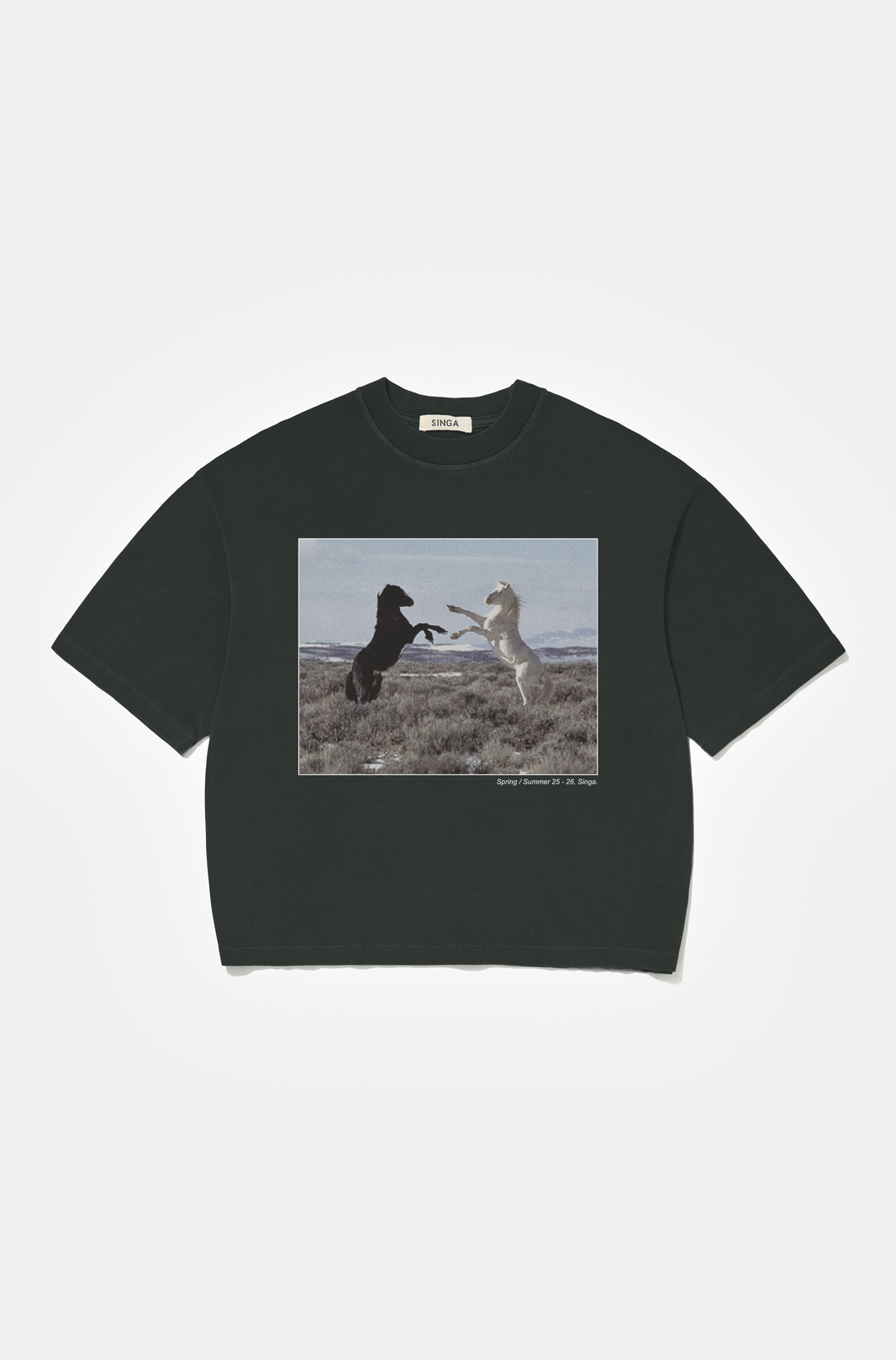 Camisetas Boxy Oversized Wild Horses Preta Cationizado