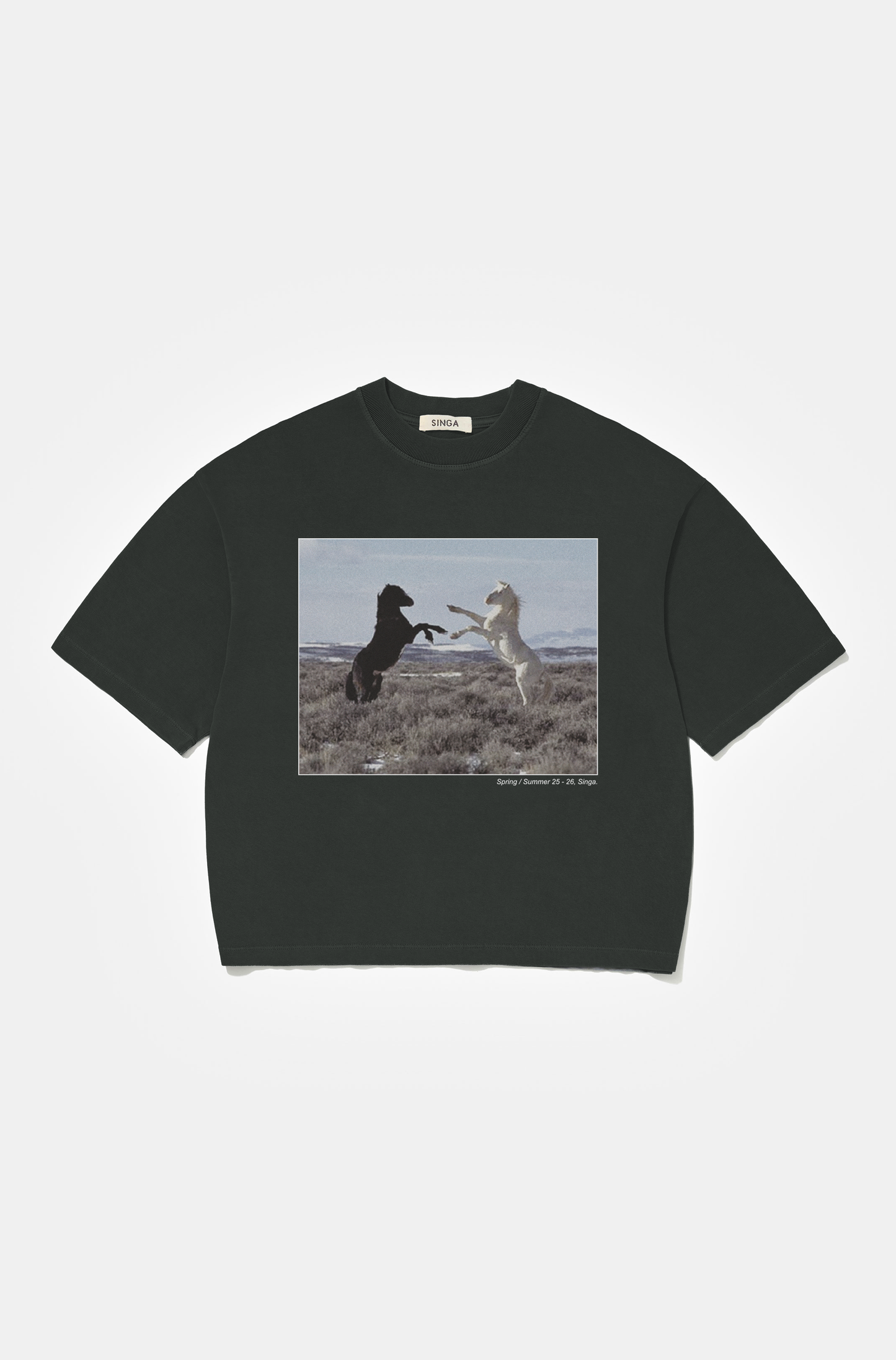 Camisetas Boxy Oversized Wild Horses Preta Cationizado