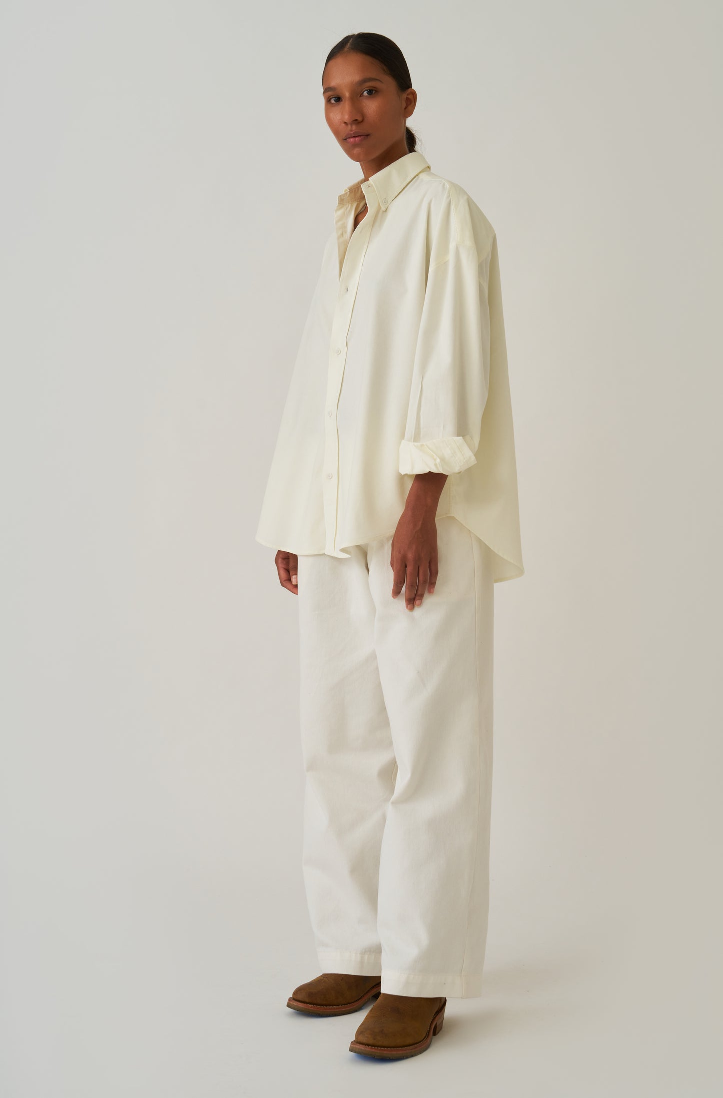 Camisa Oversized Veludo Off-White