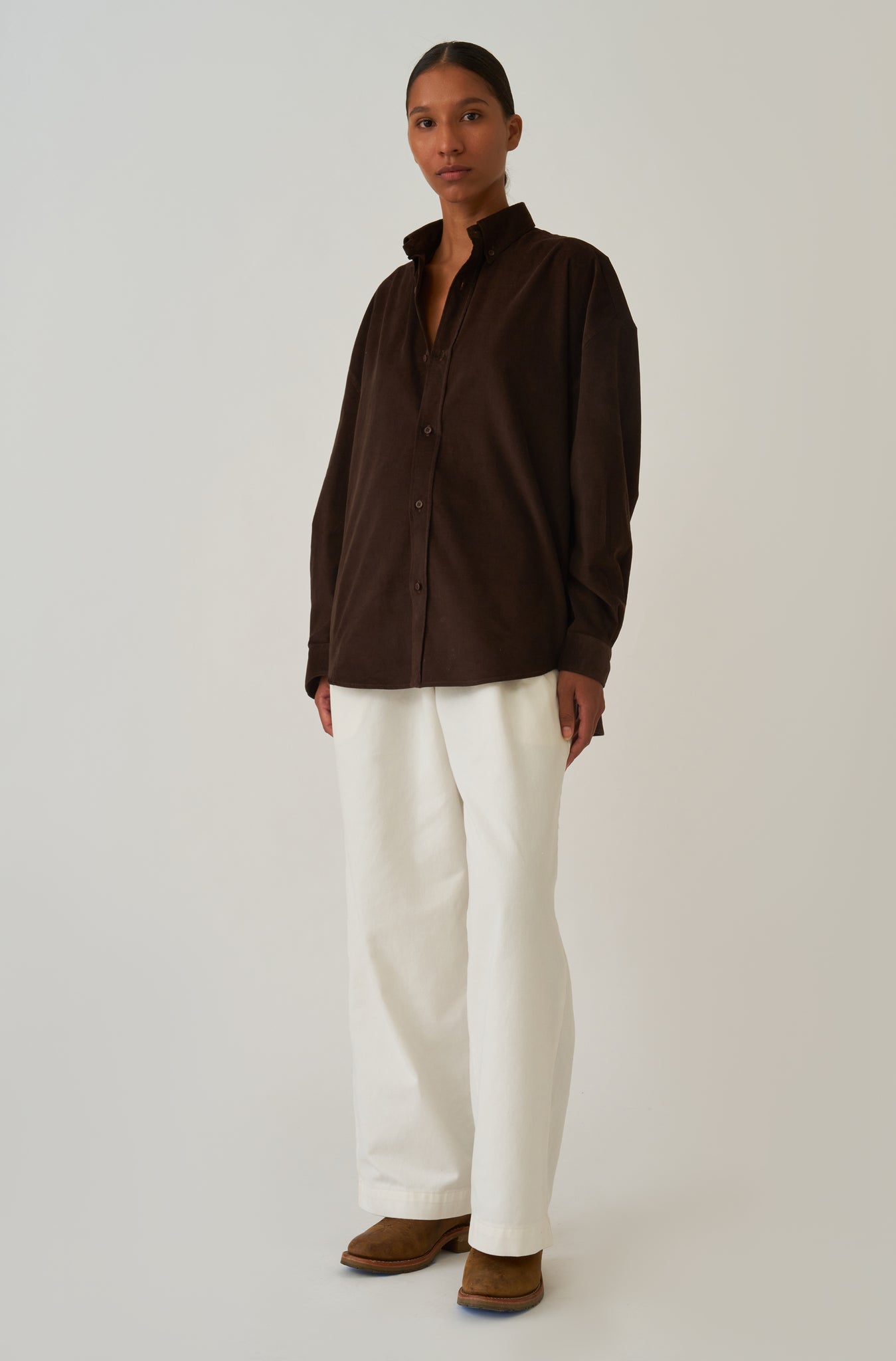 Camisa Oversized Veludo Café